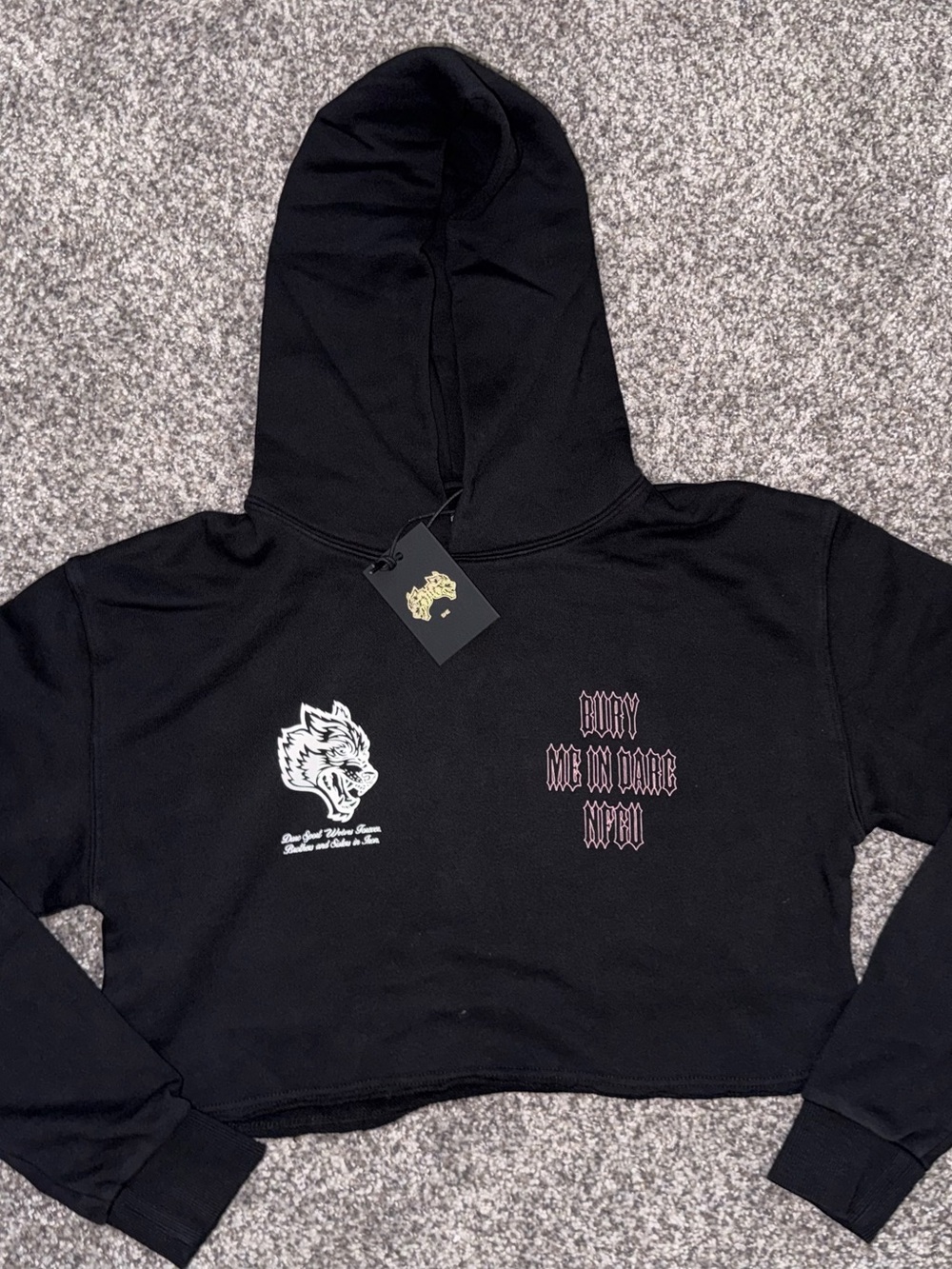 Darc Sport Black Graphic Cropped Hoodie Sweatshirt - Women